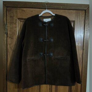 REBECCA MINKOFF Women’s Shearling Toggle Jacket In Chocolate-Size:M